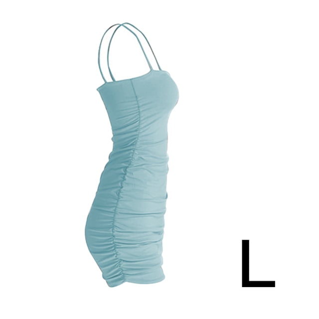 Vestido de verano sin mangas con cuello barco Vestido ajustado para club nocturno, Azul claro, L kenally AP1098-15B