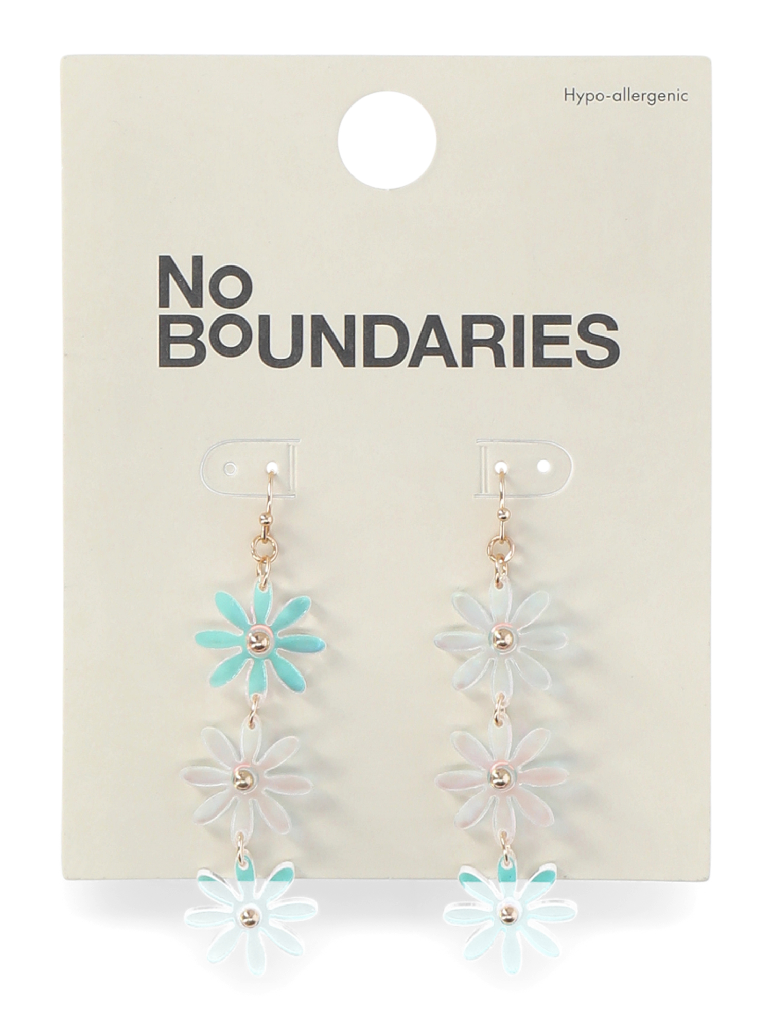 No Boundaries Irredescent Pink Flower Linear Earrings, Women's
