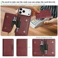 thumbnail image 6 of ELEHOLD For iPhone 17 Air Wallet Case, PU Leather 2-in-1 Magnetic Detachable Leather Credit Card Slot Shockproof Wallet Case Cover For iPhone 17 Air ,Winered, 6 of 6