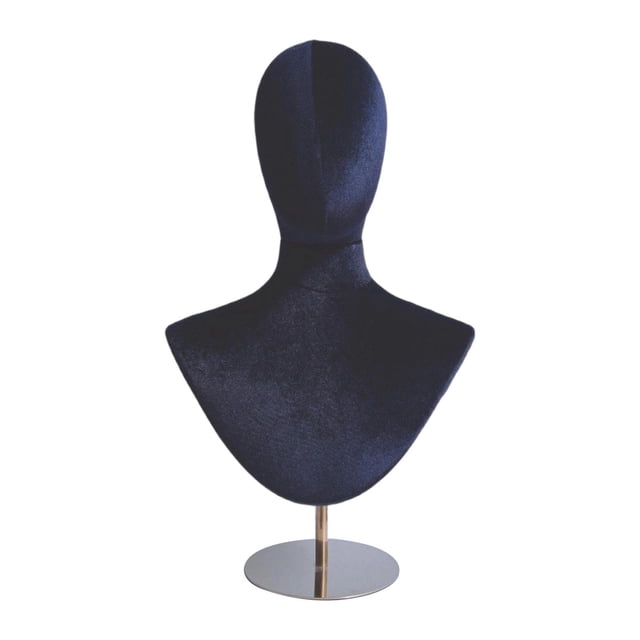 Modelo de exhibición de sombreros, cabeza de maniquí, base de metal simple, soporte para sombreros y pañuelos para cabello.