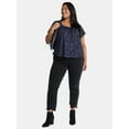 thumbnail image 2 of Terra & Sky Women's Plus Size Crepe Mesh Top with Flutter Sleeves, Sizes 0X-5X, 2 of 5