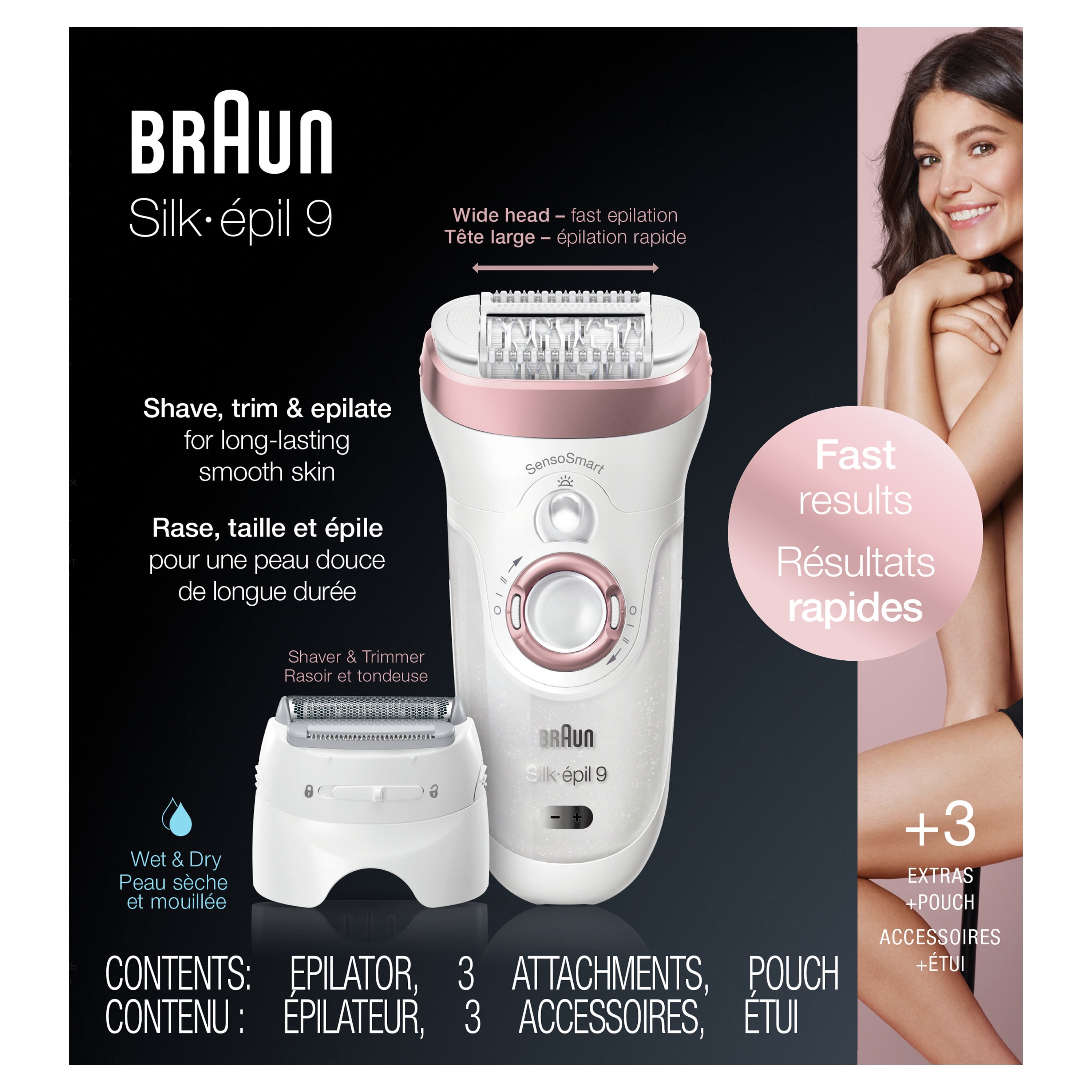 Braun Epilator Silk-épil 9 Flex 9-300 Beauty Set, Facial Hair Removal for  Women, Hair Removal Device, Shaver & Trimmer, Cordless, Rechargeable, Wet 