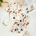 thumbnail image 5 of RMGVDSD Baby Girl Clothes Kids Satin Sleepwear Button Down Loungewear Sets Cartoon Print Long Sleeve Nightwear Two Piece Easter Outfit Little Girl Clothes, 5 of 6