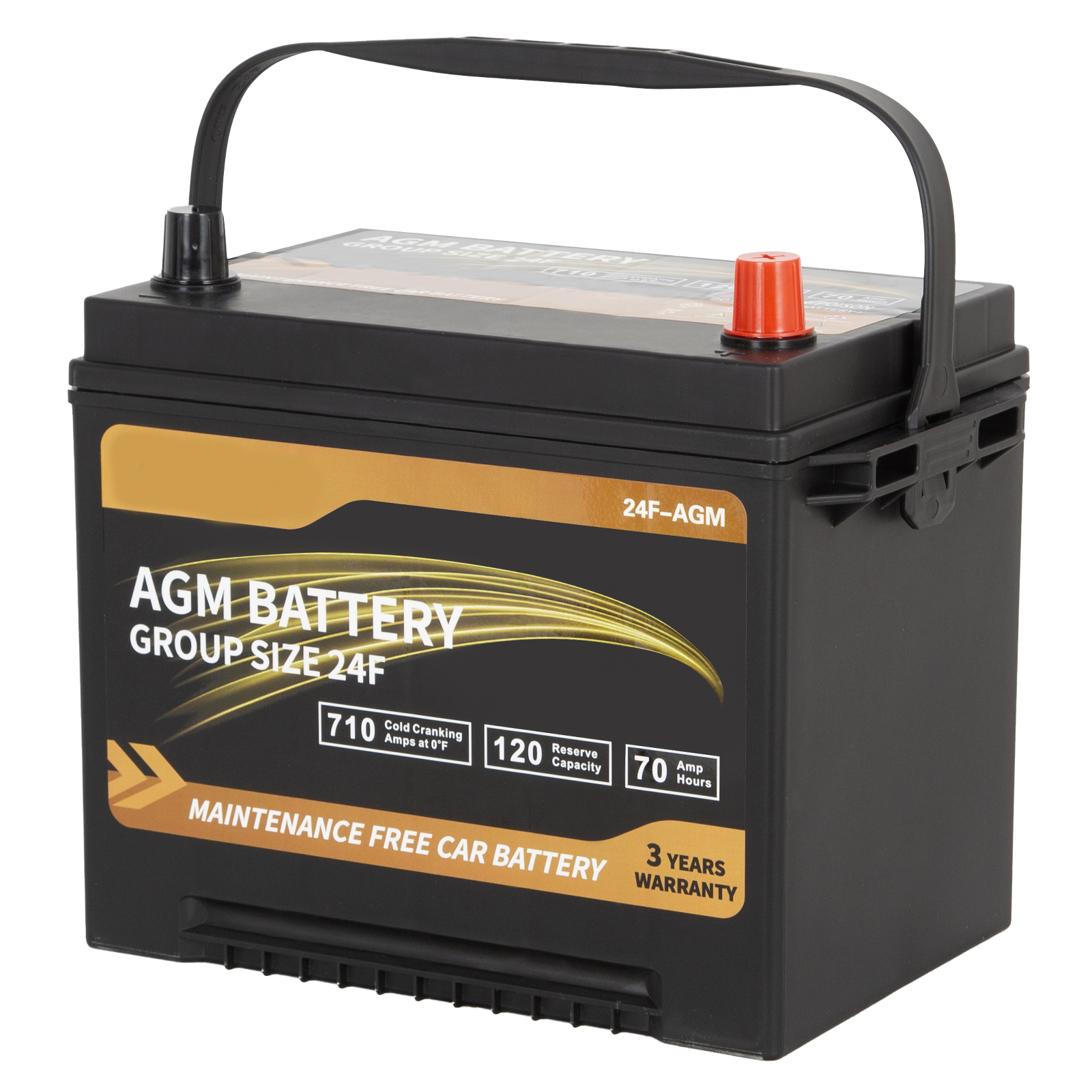 Weize Platinum AGM 12V Automotive Battery, Group 24F, 710 CCA Top Post for Car