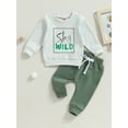 thumbnail image 2 of Bagilaanoe 2PCS Toddler Baby Boy Long Pants Set Letter Print Long Sleeve Sweatshirt Pullover Tops + Drawstring Sweatpants 6M 12M 18M 24M 3T Kids Casual Sweatsuits, 2 of 8