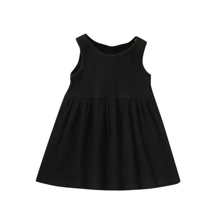 

Fesfesfes Toddler Kids Baby Girls Summer Dress Casual Cute Sleeveless Dress Solid Color Vest Dress Clearance