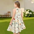 thumbnail image 7 of Abcomgle Girls Summer Dress Size 7-8 Casual Halter Neck Sleeveless Girls Dresses Floral Print A-line Sundresses Swing Basic Dresses 7-8 Years,Yellow, 7 of 7