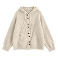 thumbnail image 5 of Vynhevius Women's Hooded Cardigan Sweater Solid Knit Button Down Loose Fit Soft Casual Daily Wear Tops, 5 of 5
