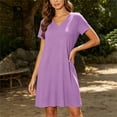 thumbnail image 6 of Horkkom Tshirt Dress Women Summer V Neck Short Sleeve Mini Dresses Solid Color Loose Casual Dresses with Pockets XL, 6 of 8