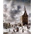 thumbnail image 2 of Beerstraaten, Jan Abrahamz 15x17 Gold Ornate Wood Framed with Double Matting Museum Art Print Titled - Town Gate of Hoorn, 2 of 4