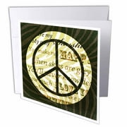 3dRose Sunshine love song words peace sign with zebra print, Greeting Cards, 6 x 6 inches, set of 6