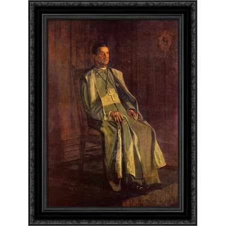 Monsignor Diomede Falconia 20x24 Black Ornate Wood Framed Canvas Art by Eakins, Thomas