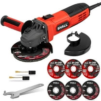 SHALL 4-1/2 Inch 11000 RPM Angle Grinder 4Amp with Guards, 3 Cutting Discs, 3 Grinding Wheel, Non-Slip Handle, Wrench and Carbon Brush for Metal and Wood