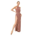 thumbnail image 6 of iiniim Women's Long Lyrical Dance Mesh Sleeveless Split Dress Modern Contemporary Dancewear Dusty Pink M, 6 of 7