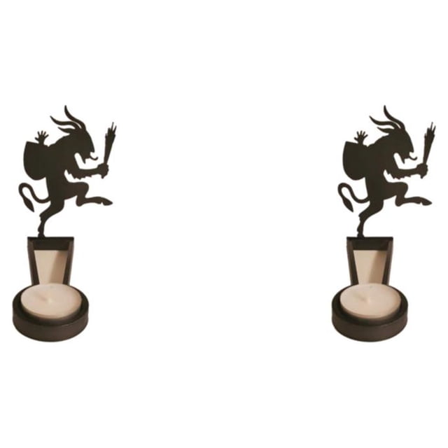 Transemion Stainless Steel Classic Pattern Candle Holders With Vivid Images For Halloween Decor Spooky B 2Set
