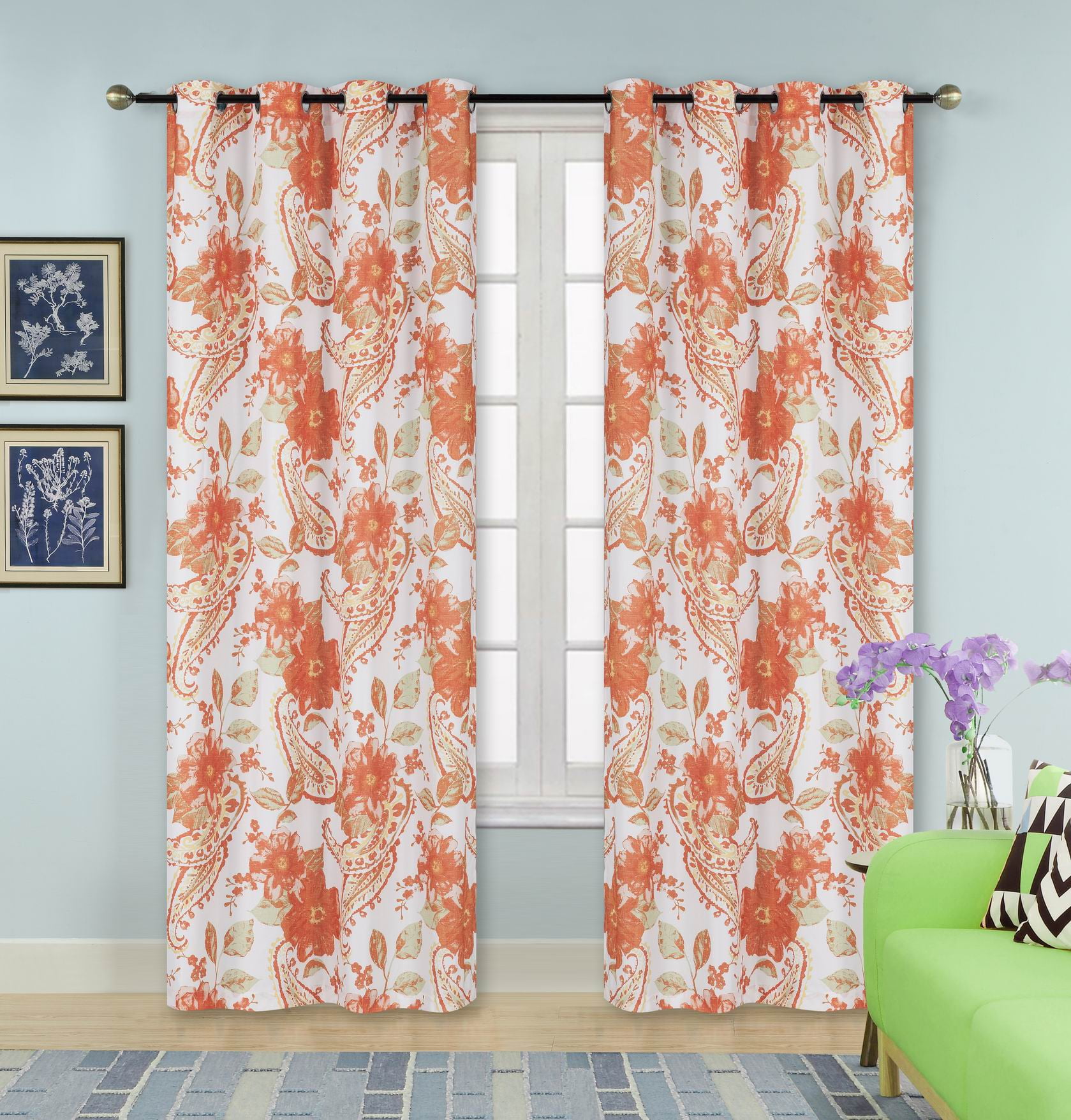 2pc 3D Digitial Printing Curtain Panels Floral/Animals Sheers Window Curtain