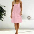 thumbnail image 5 of Bysome Women Dresses Solid Color Sleeveless Crew Neck Open Back Dress Summer Comfortable Women Dress Size 4XL Pink, 5 of 8