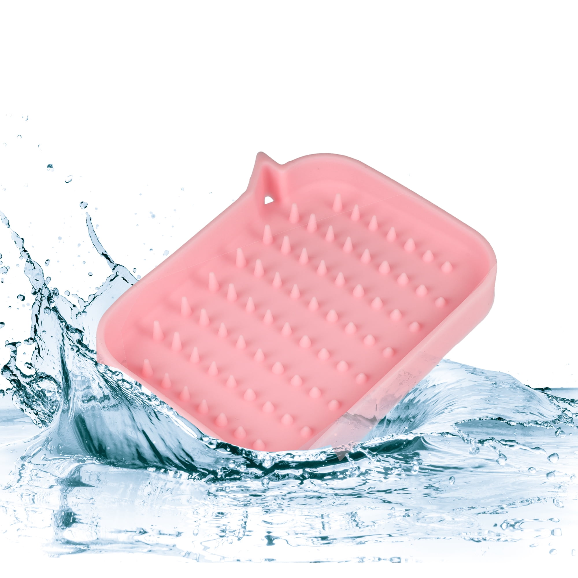 Unique Bargains Soap Dish Soap Cleaning Storage for Bathroom Kitchen Silicone Pink 2 Pcs