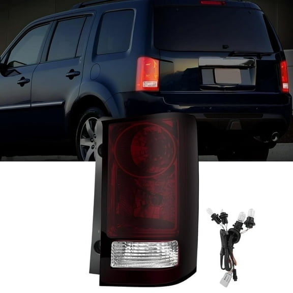 Nilight Taillight Assembly Compatible with 2009-2015 Honda Pilot Smoked Red Tail Lights Rear Lamp Replacement OE Style Passenger Side w/Bulbs