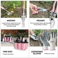 thumbnail image 6 of 8-Piece Pink Garden Tool Set Stainless Steel Gardening Tools with Wood Handle Including Garden Tote Gloves Trowel Hand Weeder Cultivator and More Gardening Gifts For Women - Pink Ribbon, 6 of 8