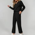 thumbnail image 5 of HAPIMO Womens 2 Piece Outfits Long Sleeve Lapel V Neck Tops Wide Leg Pants Set Casual Tracksuits Pockets Tracksuits Black XXL, 5 of 8