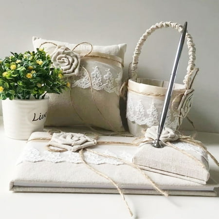 Wedding Accesorries Burlap Wedding Guest Book Pen Holder Silver