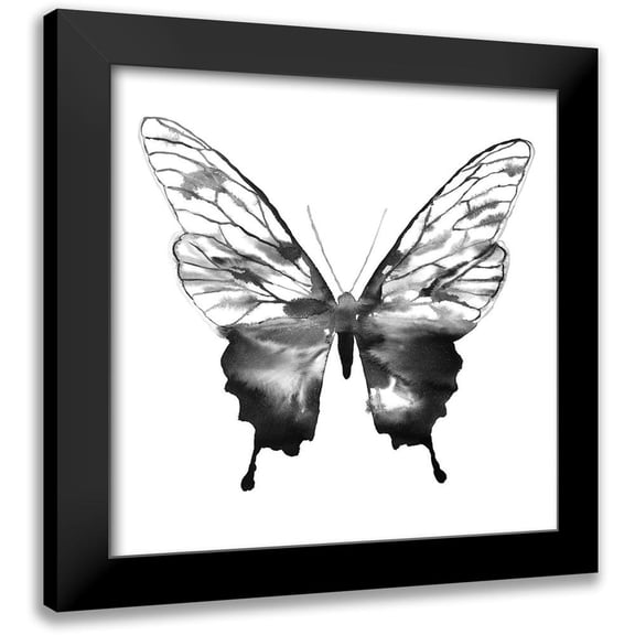 Atelier B Art Studio 12x12 Black Modern Framed Museum Art Print Titled - BLACK BUTTERFLY SKETCH