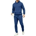 thumbnail image 4 of yuCgh Men's Two-Piece Hoodie Sweatshirt and Jogging Pants Tracksuit Set for Casual Sports and Athletic Wear, Comfortable Lounge Outfit for Outdoor Activities and Everyday Use,Royal Blue 2XL, 4 of 6