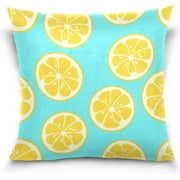 Wellsay Lemons Blue Velvet Oblong Lumbar Plush Throw Pillow Cover/Shams Cushion Case - 16" x 16" - Decorative Invisible Zipper Design for Couch Sofa Pillowcase Only