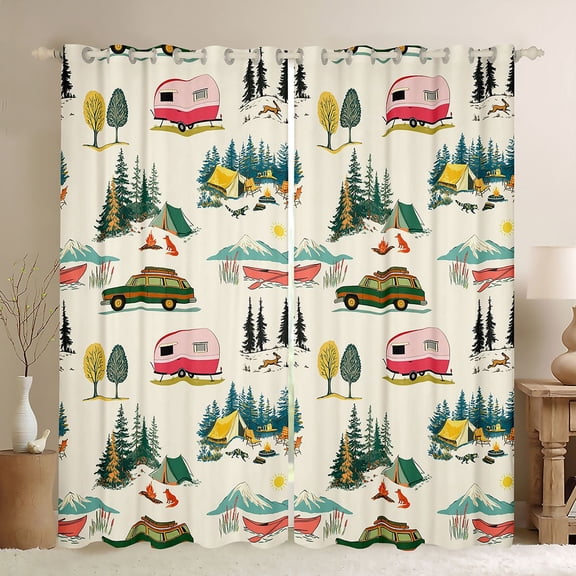Erosebridal RV Trailers Camper Blackout Curtains Set of 2 (52x84 Each),Rustic Cabin Adventure Window Curtains For Boys Kids