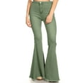 thumbnail image 1 of Feinuhan Women's High Waist Flared Bell Bottom Jeans, Green, Medium, 1 of 5