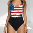 thumbnail image 2 of CLOISE One Piece Swimsuits for Women Plus Size Fourth of July Swimwear Full Coverage Red White Blue Print Bathing Suit Backless USA Themed Beachwear, 2 of 4