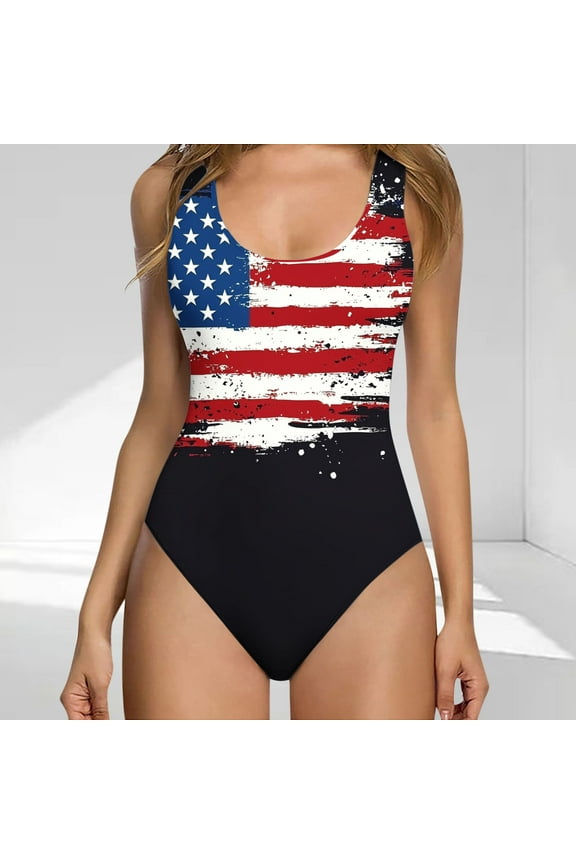 One Piece Swimsuit Tummy Control Bathing Suit for Women Print Slimming Swim Suit Modest Push Up Swimwear