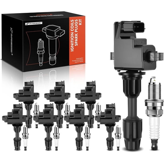 A-Premium Set of 8 Ignition Coil Pack and Iridium Spark Plugs Compatible with Infiniti Q45 1997 1998 1999 2000 2001 V8 4.1L Replace# 224483H000, 2240185E15