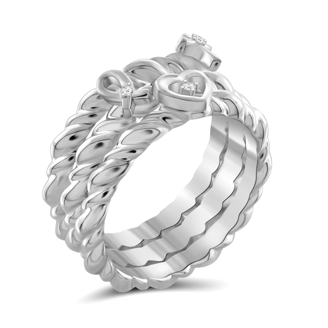 JewelersClub Stackable Diamond Rings for Women – Accent White Diamond Ring Jewelry– 0.925 Sterling Silver Stackable Bands for Women –– Stackable Ring Set by JewelersClub