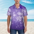 thumbnail image 2 of Fuzoiu Snowfall Sky White Purple Print Hawaiian Shirt for Men, Summer Beach Casual Short Sleeve Button Down Shirts, Men’s Beach Summer Shirts with Pocket,Small, 2 of 7