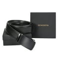 thumbnail image 3 of Sendefn Men's Leather Belt Automatic Ratchet Buckle Slide Belt for Dress Casual Trim to Fit with Gift Box(B-black-20,34'' to 52'' WAIST ADJUSTABLE), 3 of 6