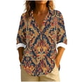 thumbnail image 2 of Craaazy Button Down Shirts For Women Casual Women's Long Sleeve Lapel Button Top Fashion Loose Plaid Shirts Fashion Printed T-Shirt Gifts For Women, 2 of 5