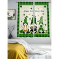 thumbnail image 3 of St. Patrick's Day Sheer Curtains 63 Inch Length 2 Panels Set Window Treatments, Gnomes Shamrock Gold Coin Green Plaid Rod Pocket Semi Curtains for Living Room/Bedroom/Kitchen Décor, 104"W x 63"L, 3 of 7