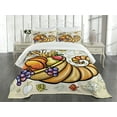thumbnail image 3 of Ambesonne Harvest Quilted Bedspread Set 3 Pcs, Cornucopia Theme Food, Queen Size, Orange Green Purple, 3 of 5