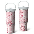 thumbnail image 2 of 1pc Heart 30oz Tumbler with Straw & Handle - Insulated Stainless Steel Cup | Holiday Gift for Man Women (Christmas, Valentine's, Birthday), 2 of 7