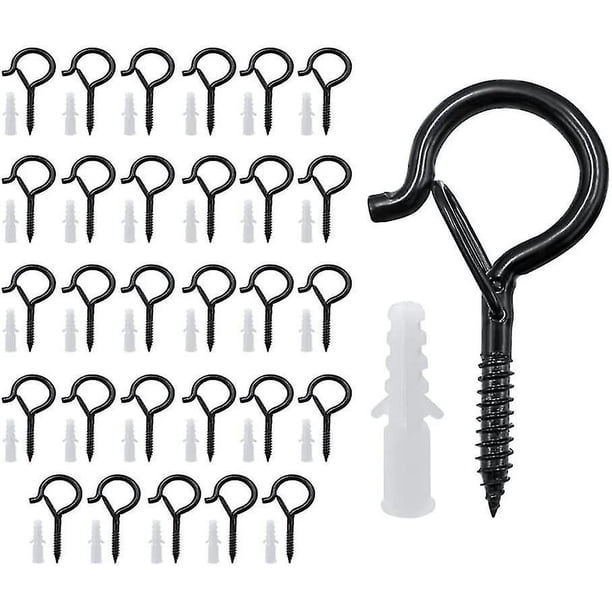 30 ganchos atornillados para luces de cadena al aire libre, ganchos Q para luces de cadena al aire libre para exterior, ojo de maceta atornillado