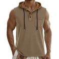thumbnail image 3 of HappyYEE Men's Hooded Tank Tops Pullover Sleeveless Shirts with Drawstring Workout Gym Training Athletic Tank Top Khaki XXL, 3 of 9
