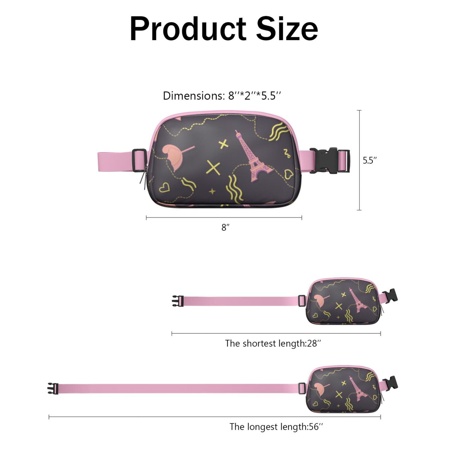 Fanny Pack Eiffel Tower Fashion Belt Bag Small Cross Body Bags for Women Casual Waist Packs with Adjustable Strap Waterproof Belt Bag for Workout Running Travelling