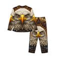 thumbnail image 2 of Rateoe Vintage Pattern Bald Eagle Pattern Womens Pajamas Set Long Sleeve Sleepwear Button Down Nightwear Soft Cotton Pj Lounge Sets, 2 of 9