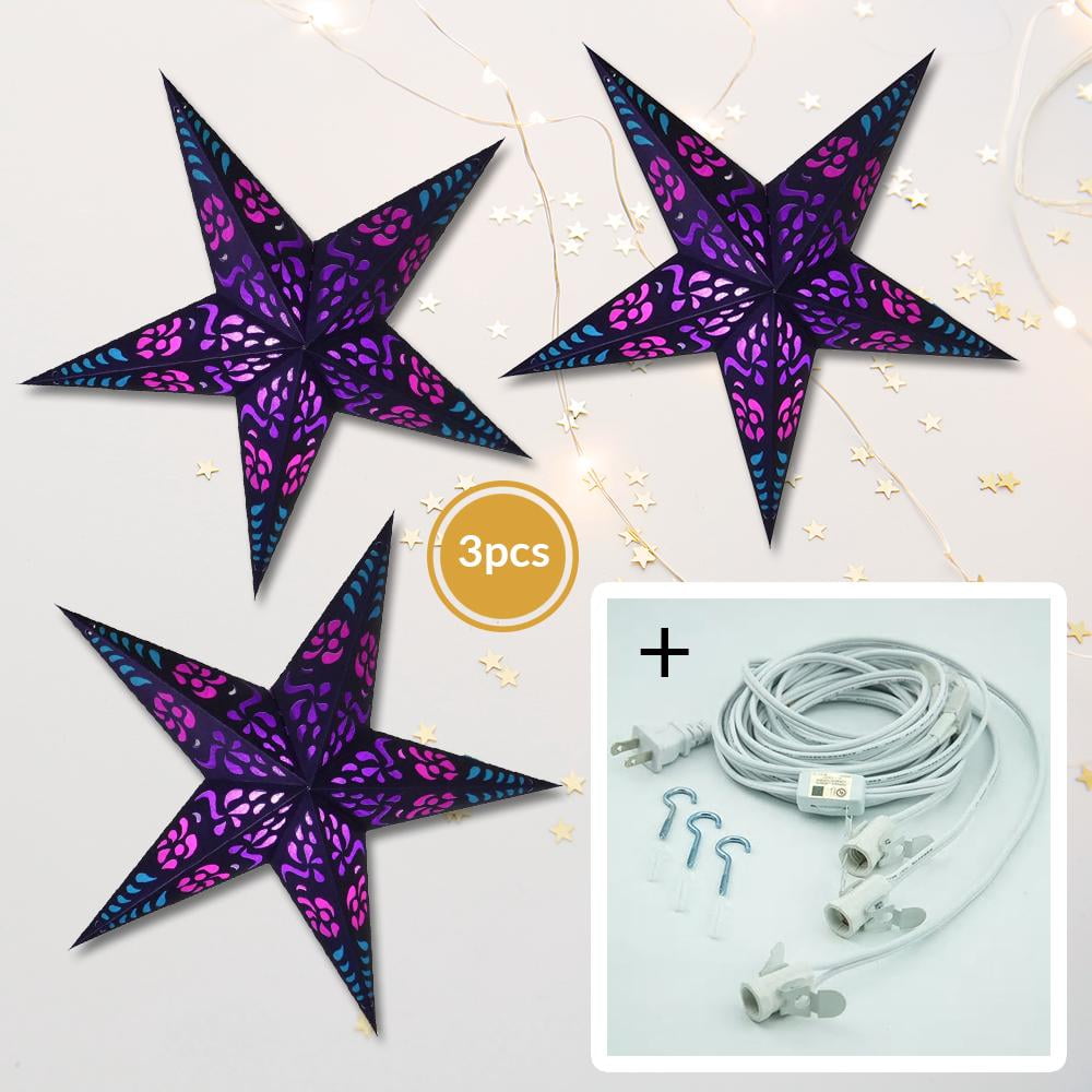 24" Purple & Blue Paper Star Hanging Lantern Lamp Light Cord Is Included #33 