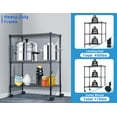 thumbnail image 4 of 3 Shelf Shelving Storage Units with Wheels, Wire Heavy Duty Shelves for Storage Adjustable Storage Shelving Unit for Kitchen Garage Office Small Places Metal Organizer Wire Rack, 4 of 7