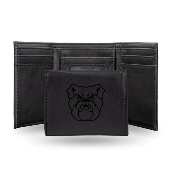 Butler NCAA Bulldogs Black Trifold Wallet with Clear ID Window