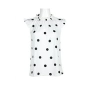 Adrianna Papell Crew Neck Ruffled Cap Sleeve Keyhole Back Stretch Knit Top-IVORY BLACK