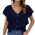 thumbnail image 1 of Timegard Tops for Women V Neck Short Sleeve Comfy Solid Color Loose Blouse Casual Basic Tee Shirts Tops, 1 of 7